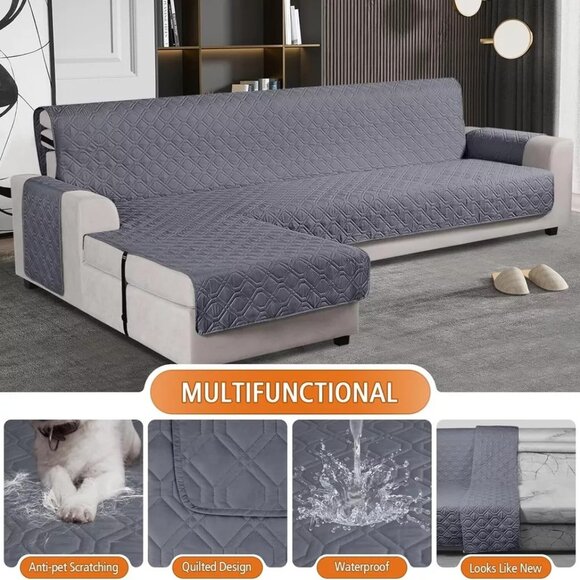 Upgraded Sectional Couch Covers 100% Waterproof L Shaped Sofa Slipcover - Picture 1 of 5